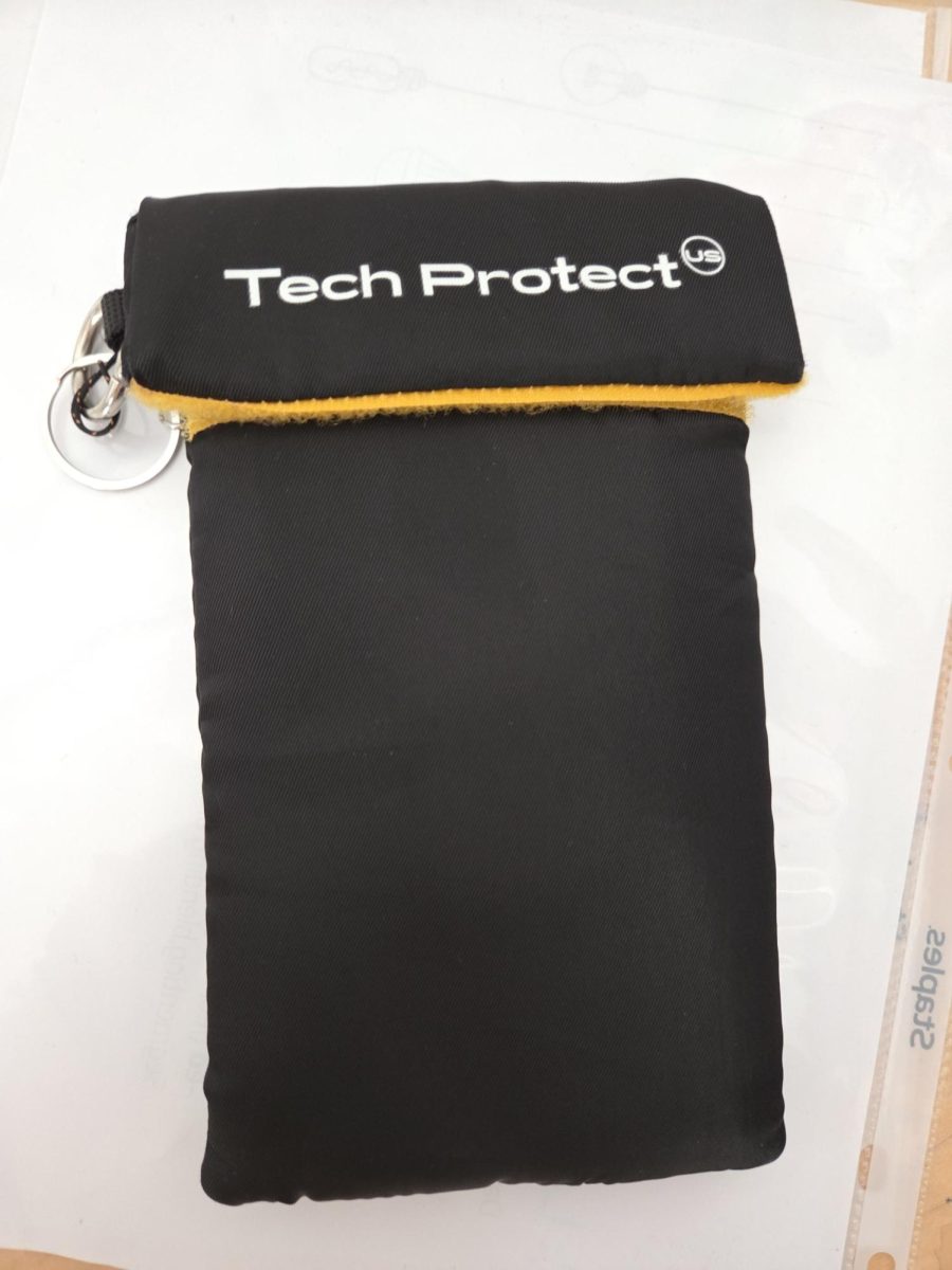 The cell phone pouch distributed to students in PS/IS 206